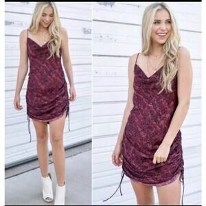 Free People Day to Night Intimately Slip Dress Large Red Slinky Silky Adjustable